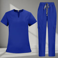 Quick-Dry V-Neck Scrub Top and Pants Thin Material Doctor Attire Set Stackable Layer Wear V Neck Scrub Top Plus Size for Nurses, Doctors, Hospital, Medical Facility