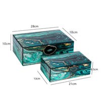 2 Pieces Jewelry Box with Hinged Lid Tabletop Storage Decorative for Gift
