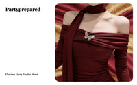 Bare-Shoulder Halter Dress Stretchy Material Halter Neck Club Dress Y2K Fashion