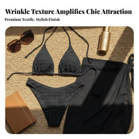 3 Pieces Sun Protection 3 Piece Bikini Set Breathable Pink Bikini with Mesh Sarong Soft and Stretchy for Young Adults, Beach, Summer, Resort