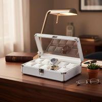 10-Slot Watch Case Hard Shell Watch Display Case Front Clasp Closure
