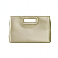 Cutout-Handle Bag Stitched Edges PU Handbag Minimal Design Structured Handbag