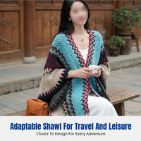Bohemian Multicolor Shawl, Women's Ethnic Cape, Autumn Winter Scarf, Warm Reversible Blanket