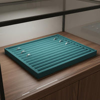 Rings Earrings Display Tray Grooved Design Jewelry Organizer Tray Space Saving for Showcase, Shop Counter