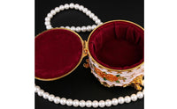 Floral Enamel Jewelry Box Gold Trim Vintage Floral Trinket Box Antique Finish