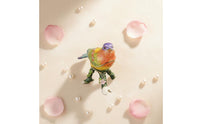 Magpie Figurine Box Jeweled Enamel Bird Jewelry Box With Crystals Bird Shaped Band Holder for Women