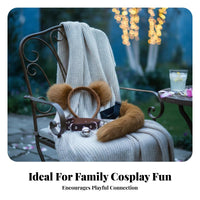 Animal Ears and Tail Set Soft Ears Headband and Tail Costume Animal Cosplay Accessories for Adults, Halloween, Carnival