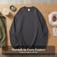 Plain Round Neck Long Sleeve T-Shirt, Heavyweight Combed, Autumn, Bulk
