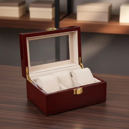 3 Compartment Watch Case Clean-Resistant 3 Compartment Watch Box Soft Interior Lining Removable Pillows
