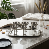 3 Pieces Stainless Steel Serving Tray Mirror Polished Tableware Food