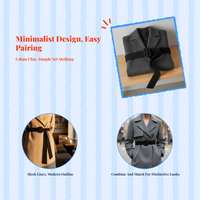 Black wool coat, adjustable belt