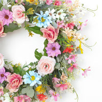 Vibrant Colors Seasonal Floret Wreath Handmade House Decoration Realistic Look for Wedding, Party