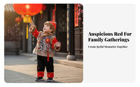 Children's traditional Chinese Tang Suit Set, padded, phoenix embroidery, festive New Year costume