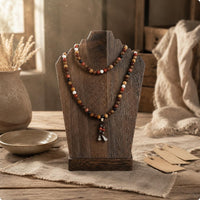 Necklace Bust Stand Dark Brown Wooden Necklace Stand Retro