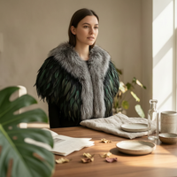 Feather Shoulder Wrap Layered Feathers Feather Cape Iridescent Highlights