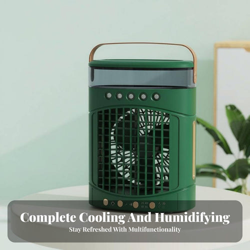 Cools & Humidifies Desktop Misting Fan 5 Mist Nozzles Personal Humidifier Fan 3-in-1 Function for Students, Office Workers, Dorm Room