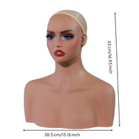 Mannequin Head Bust True- Face Manikin Head with Shoulders 42 Cm Height
