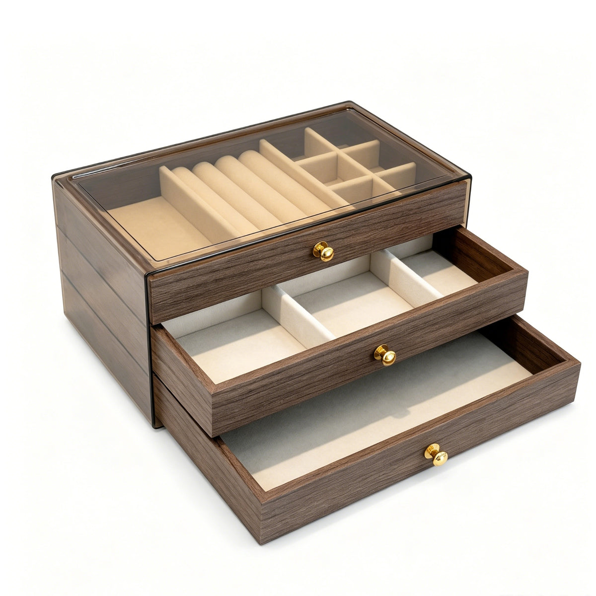 Jewelry Box with Drawers Transparent Jewelry Box Desktop for Vanity
