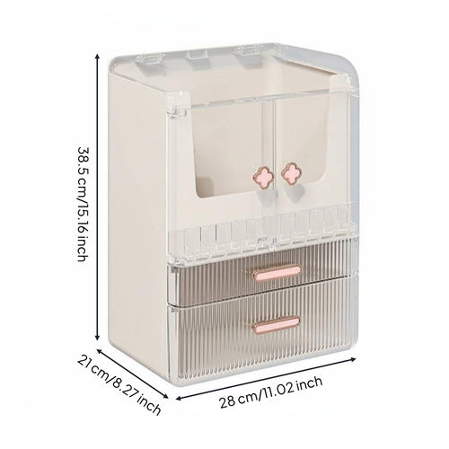 Desktop Cosmetic Storage Box Elegant Design Vanity Countertop Organizer Waterproof Skincare Display Case with Lid for Women