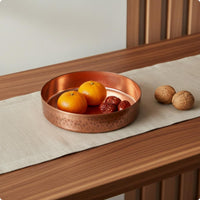 2 Pieces Copper Offering Dish Easy to Clean Altar Offering Plate Carved Design