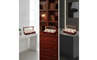 Lacquered Watch Storage Box with Glass Lid Glossy Watch Box with Glass Lid Luxury Padded for Collectors, Dresser, Bedside Table, Office Shelf