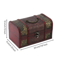Vintage Wooden Storage Box Gold-Toned Accents Decorative Wooden Chest Compact Keepsake Box