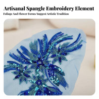 Fine Workmanship Peacock Tail Embroidery Embellishment Hand Sewn Application Sequin Feather Embellishment Elegant Design for Dancers