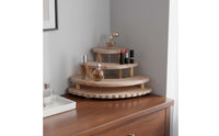 Corner Display Shelf Multifunctional 3-Tier Wooden Display Simple Setup Assembly Fan-Shaped Organizer Rack for Collectors, Desktop
