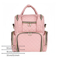 Double Layer Makeup Top Handle Quilted Cosmetic Case Multiple Pockets Train Case for Business Trip