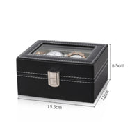 Watch Display Case PU Leather Bangle Storage Box Glass Window