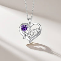 Love Parental Affection Pendant Family Appreciation Day Gift Mom Heart Necklace Crystal Accented for Sons