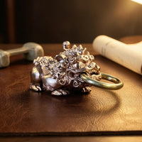 Mythical Protector Keychain Violet Copper Chinese-Style Keychain Curled Mane Decorative Charm
