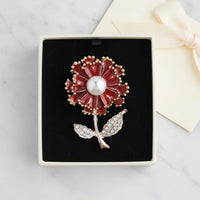 Carnation Brooch Mother's Day Gift Pearl Flower Brooch Hand-Applied Enamel