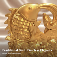 Brings Fortune and Success Golden Koi Aquatic Creature Statue Creative Gift Fortunate Koi Aquatic Creature Figurine Exquisite Workmanship
