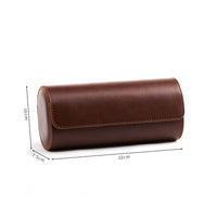 3 Pieces Watch Roll PU Leather Cylindrical Watch Box Portable