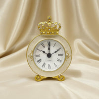 Crown Mantel Timepiece Quartz Movement Home Decor Crystal Accents for Desktop