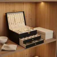 Pu Leather Jewelry Box Gift-Ready Quilted Jewelry Storage Box Scratch-Resistant