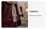 Boys' and Girls' Cotton Sweatshirt Set, Striped Cape, Wide Leg Pants, Burgundy, Fashionable New Year Outfit