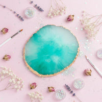 Artistic Resin Mixing Plate Nail Art Palette Decorative Gold Rim Polish Mixing Tray Lightweight Manicure Supply for DIY Manicurists