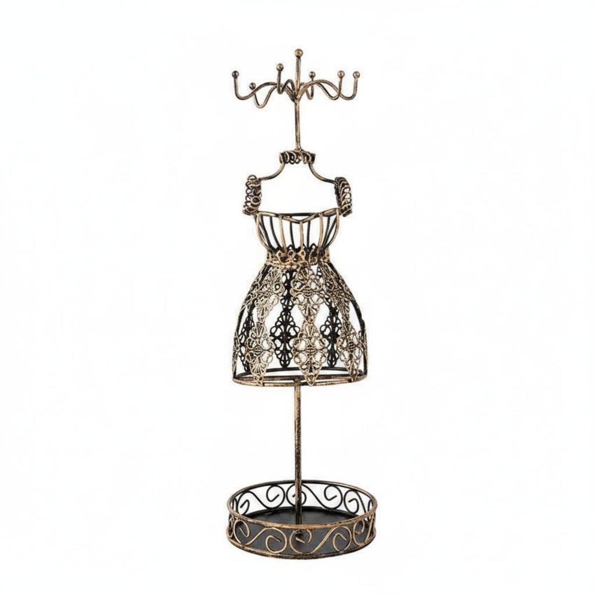 Dress-Shaped Jewelry Holder Multi-Functional Metal Earring Stand Compact