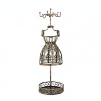 Dress-Shaped Jewelry Holder Multi-Functional Metal Earring Stand Compact