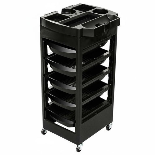 Plastic Cosmetic Trolley with Wheels Includes Dye Bowl Hairstylist Tool Organizer Cart Mobile Hairdressing Station Easy to Clean