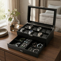 Watch and Jewelry Box Drawer Design Display Case Transparent Lid
