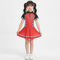 Racing Dress Zipper Closure Racing Costume Flared for Stage Performances, Girls