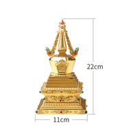 Tibetan Buddhist Stupa Alloy Construction Buddhist Relic Container for Buddhists