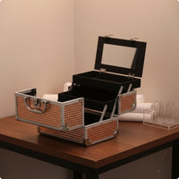 Makeup Box with Mirror Large Capacity Portable Beauty Suitcase Sturdy for Salon