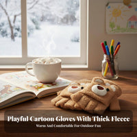 Warm children's Flip Top Gloves Cute Pattern Kids Convertible Mittens Soft & Fluffy for Girls, Toddlers, Cold Weather, Cycling, Daily Use
