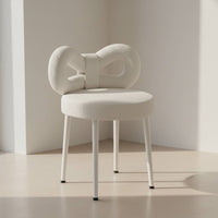 Bow Back Makeup Chair Cream Aesthetic Bedroom Furniture Soft Upholstery