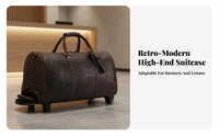 Large Capacity Wheeled Garment Duffel Retro Design Convertible Garment Bag Adjustable Trolley Handle Rolling Luggage Multiple Carrying Options for Business Travelers, Professionals, Men, Short Trip Getaways, Airports