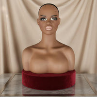 Black Hair Mannequin Head Ear Holes Jewelry Display Bust Long-Lasting for Photo
